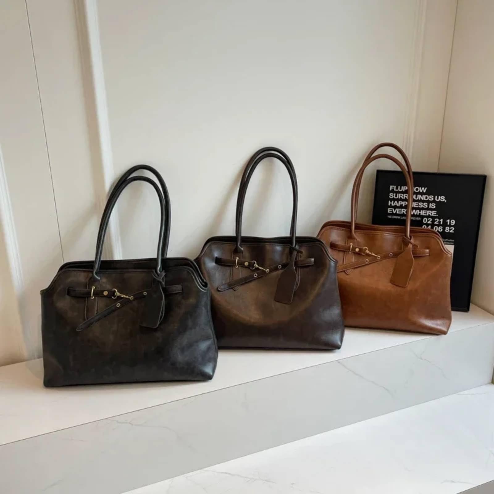 Bolsos de Mujer Bolso Hombro PU Gran Capacidad Vintage para Mujeres