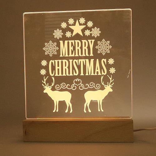 Miniatura 3 de Lámpara LED 2 juegos, base de madera con tablero acrílico para escribir, dibujar, regalo de bricolaje, luz nocturna moderna para niños, pareja,