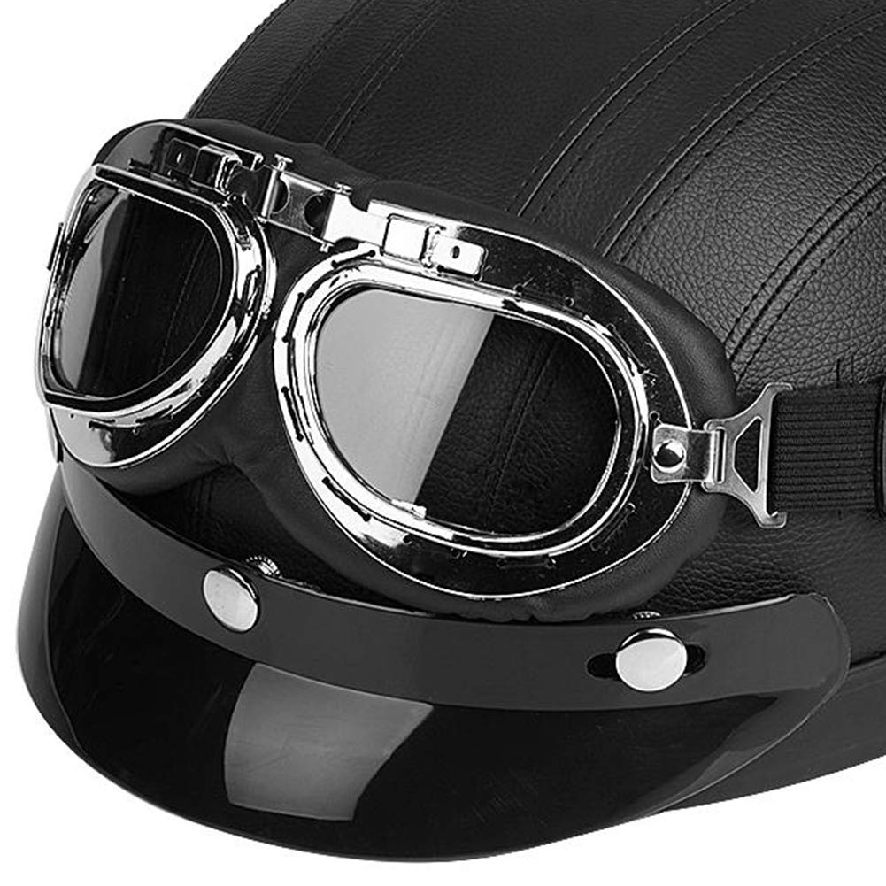 Lekki kask motocyklowy z okularami ochronnymi UV, zdejmowany skórzany szalik, półotwarty kask motocyklowy, półotwarty kask motocyklowy do Cruiser