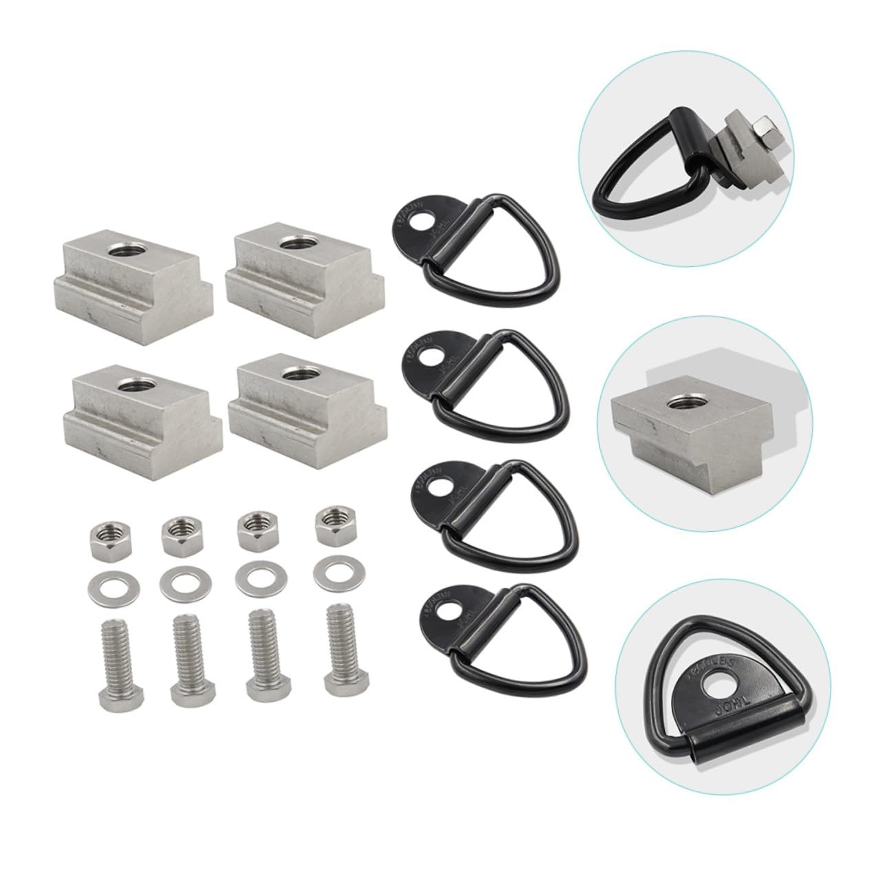 MAGICLULU T-nut V-ring Zurranker Flexible Anhänger Zurrösen 4 Stück aus Edelstahl und Kohlenstoffstahl Praktisch und Robust für Transport und Verladung