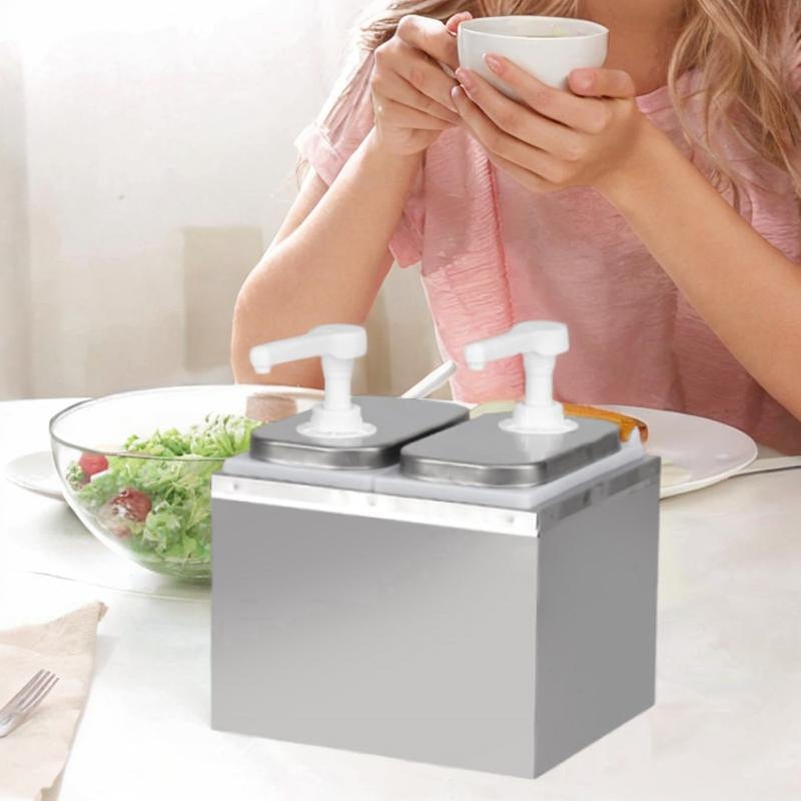 Pompa Erogatrice per, Erogatore per Sciroppo di caffè, Contenitore per Condimenti da 2 L, Sciroppi, Insalata, Ketchup, Pompa per Sciroppo per Cu, 2l 2 Testa