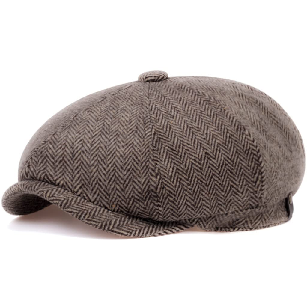 Male berets Ivy Hat Big Head Man Spring Summer and Autumn Newsboy Cap Wool  Beret Caps Winter Felt Flat Caps (Color C, Size XL 58-60cm)