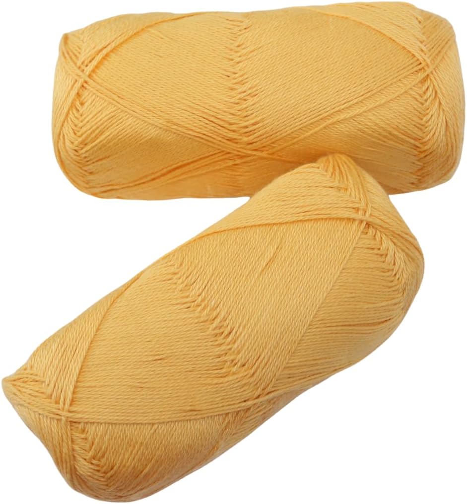 Knitsilk CottonMuse – 100% Gassed Mercerized Cotton Yarn, 4 x 75g (382 Yards), Soft, Matte Finish, Premium Crochet Thread for Apparel & DIY Crafts| Yellow| PACK4|
