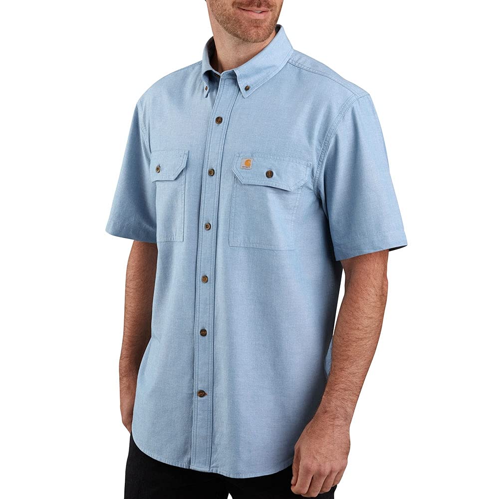 Carhartt Men's Original Fit Short Sleeve Work Utility Button Down Shirt, Blue Chambray, 4XL Plus Tall UK