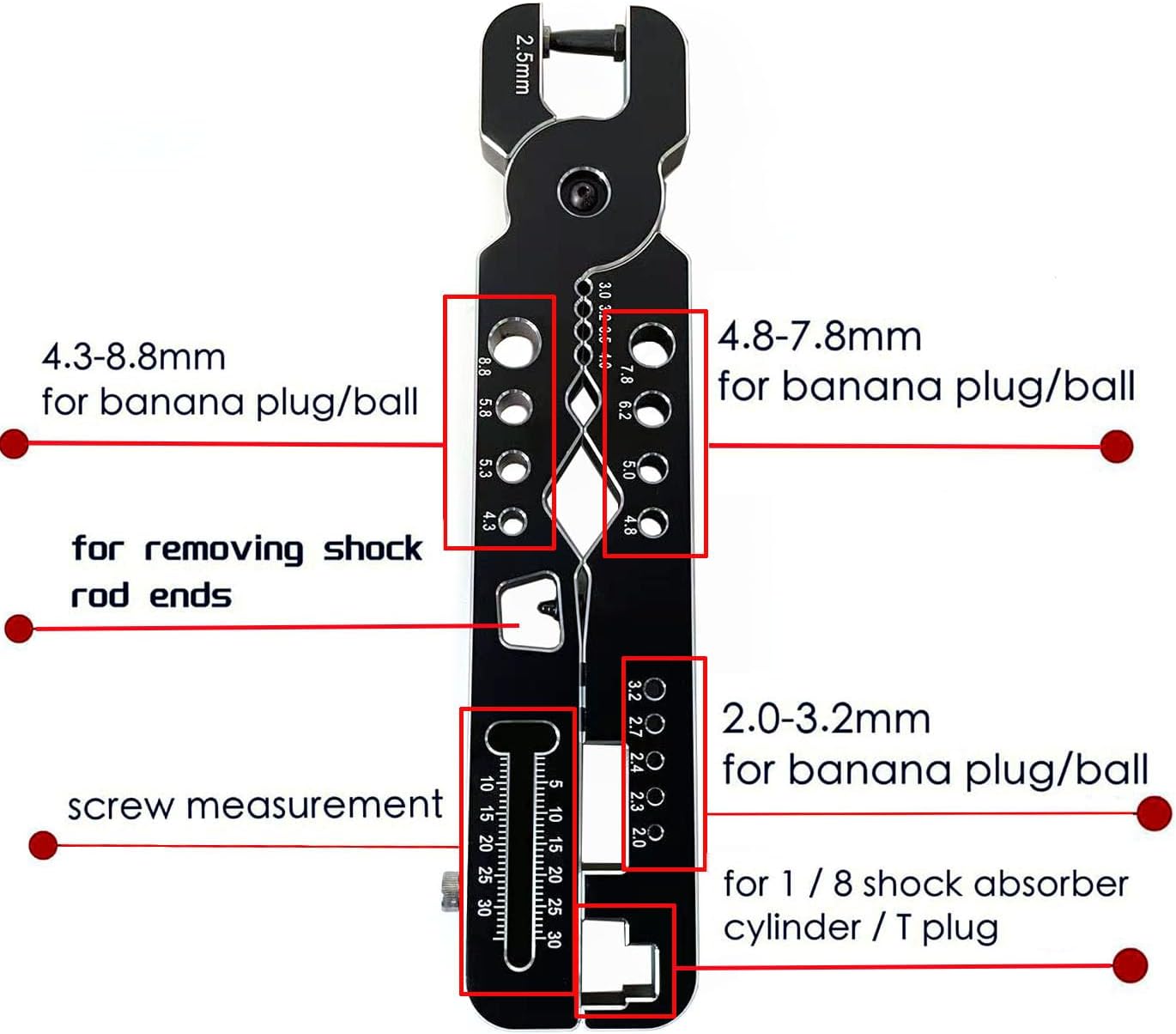 RC Shock Absorber Pliers Ball Head Pliers Clip Multi-Function Wheel Tire Tools for 1/8 1/10 1/12 1/24 RC Cars Crawlers