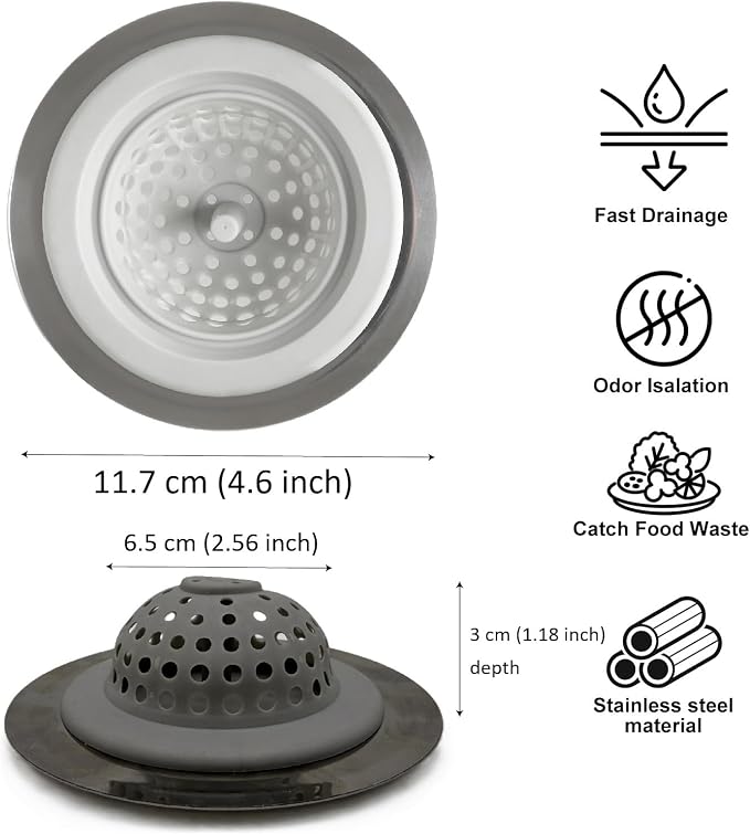 Colador de silicona para fregadero, pack de 2, 4.63 pulgadas miniatura 2