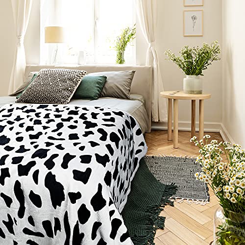 Tirrinia Cow Print Sherpa Throw Plush Blanket Twin Size 60" X 80" Bedding Fleece Reversible Blankets For Bed And Couch, Super Soft Comfy Warm Fuzzy #TOP5