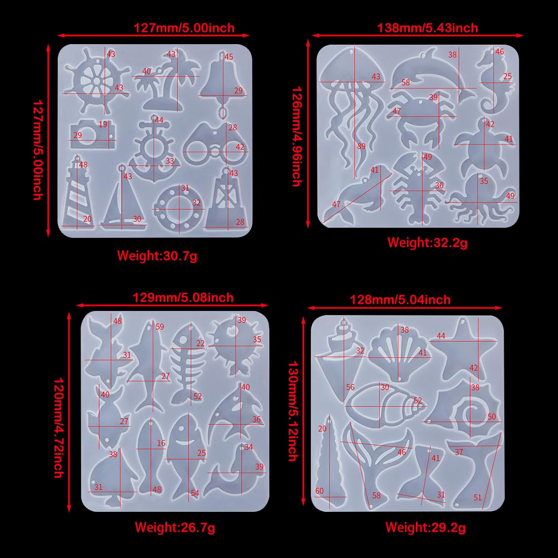 Voyyphixa 71 Stampi In Silicone Per Orecchini E Gioielli In Resina - Forme Orso, Gatto, Cuore - Fai Da Te