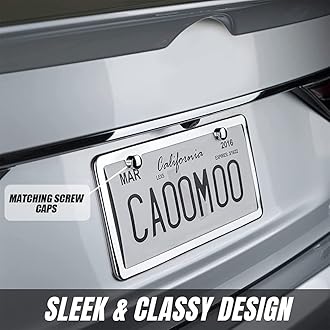 YALOK Anti Theft License Plate Screws Kits- Rustproof Stainless Steel Car Tag Plate Mounting Hardware, M6 (1/4") Tamper Proof Fastener Nut, Caps Cover for Front Rear Frame Holder Mounting（AT-Silver/8）