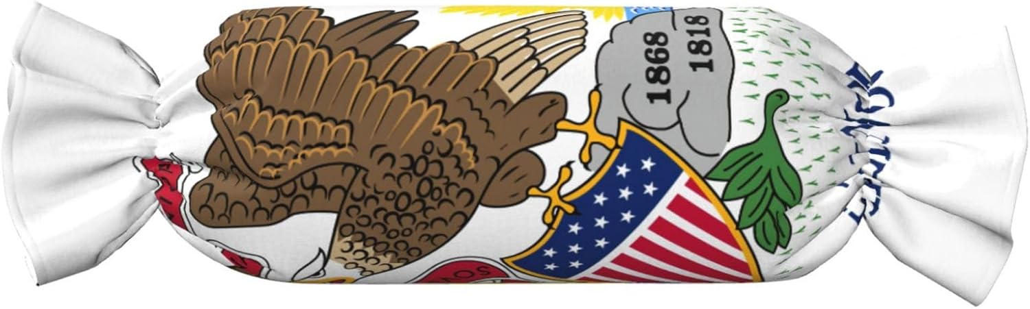 Illinois State Flag Print Candy Cylindrical Comfortable Pillow Throw Pillows Home Decor Easy Maintenance