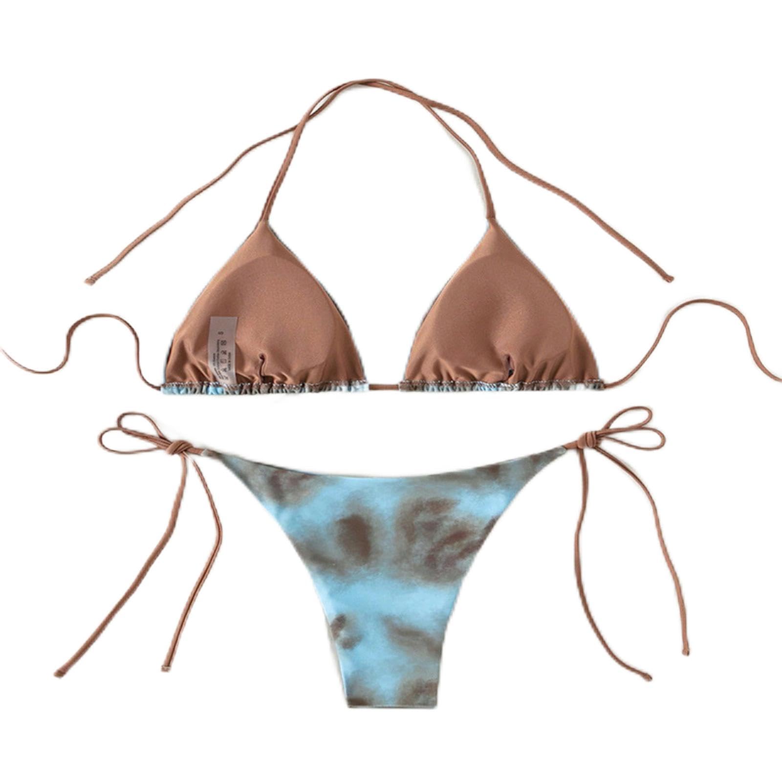 Women's Triangle Set Swim Suit Beachwear for Beach Vacation Swim Pool L Blue