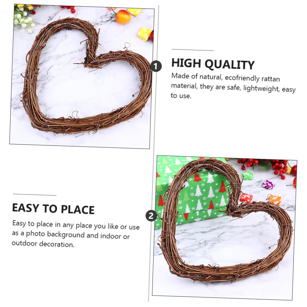 Cabilock Ghirlanda Cuore 4 Set Ghirlanda Di Cuori Acchiappasogni Natalizio Di Pino Gonne Degli Alberi Luci Decorative Decorazioni Di a Cuore Natale Brown Rattan 3 Pezzi * 4