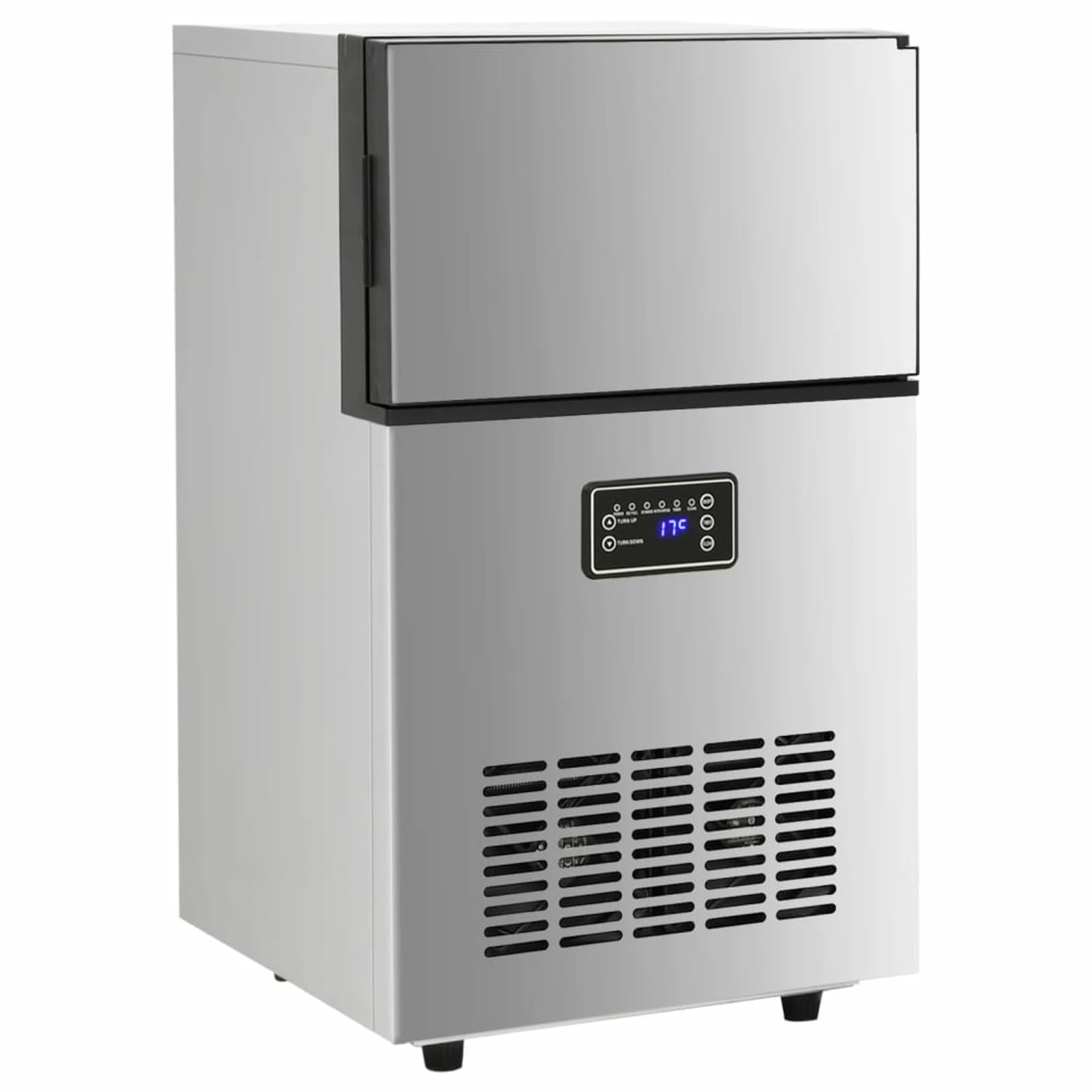 BaraSh Máquina de Hacer Cubitos de Hielo 420 W Plateada 45 kg/24 h máquina portátil para Hacer Cubitos de Hielo para Cocina/Oficina