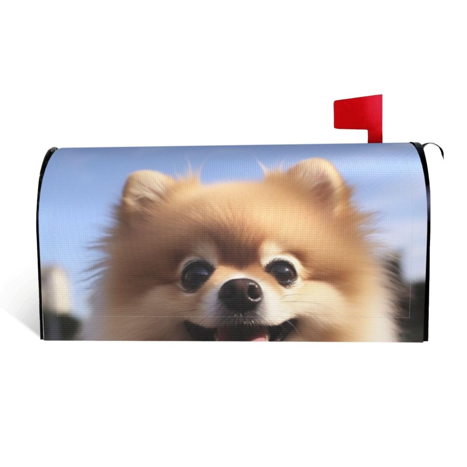 Happy Pomeranian Mailbox Covers Magnetic Standard Size 21x18 in, Decorative Post Letter Box Cover Waterproof Mailbox Wraps Outdoor Post Wraps for Garden Yard Home Decor