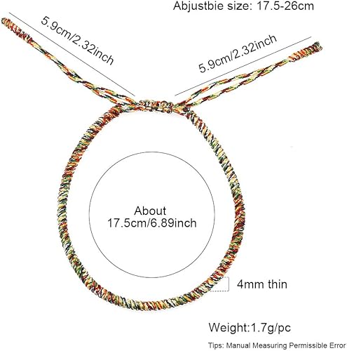 Miniatura 31 de Pulseras tibetanas hechas a mano con cuerda roja para él y ella, pulsera de la amistad, pulsera de la amistad, hilo negro y rojo para protección