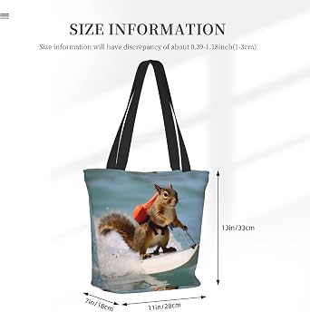 MELPHI Water Skiing Fox Squirrel Printed Fashionable Large Handbag And Shoulder Bag, Suitable For Various Daily Use
