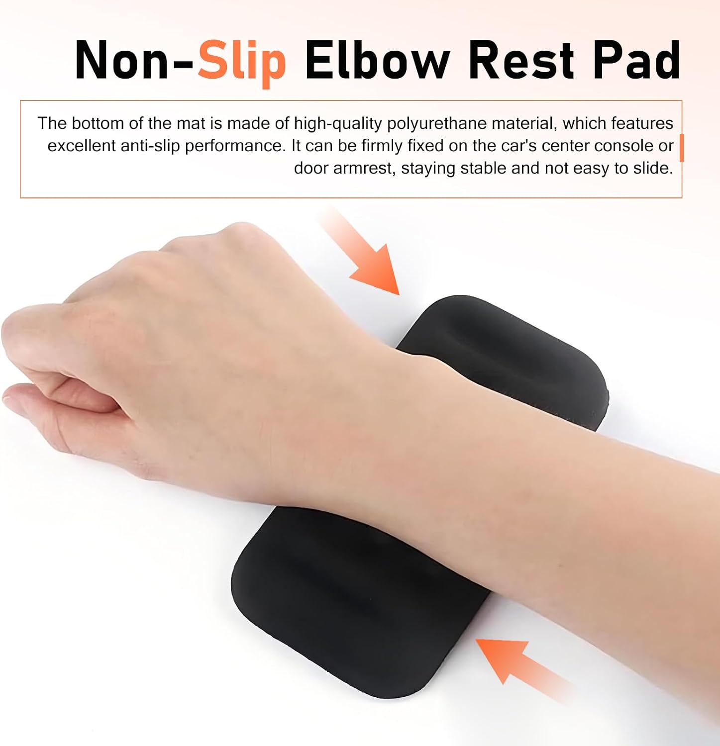 2PCS Car Arm Rest Elbow Pads, Soft Car Armrest Cushions with High-Density Memory Foam, Comfortable Support Pad for Central Control Armrest Box Door, Universal Cars Interior Accessory (Black)