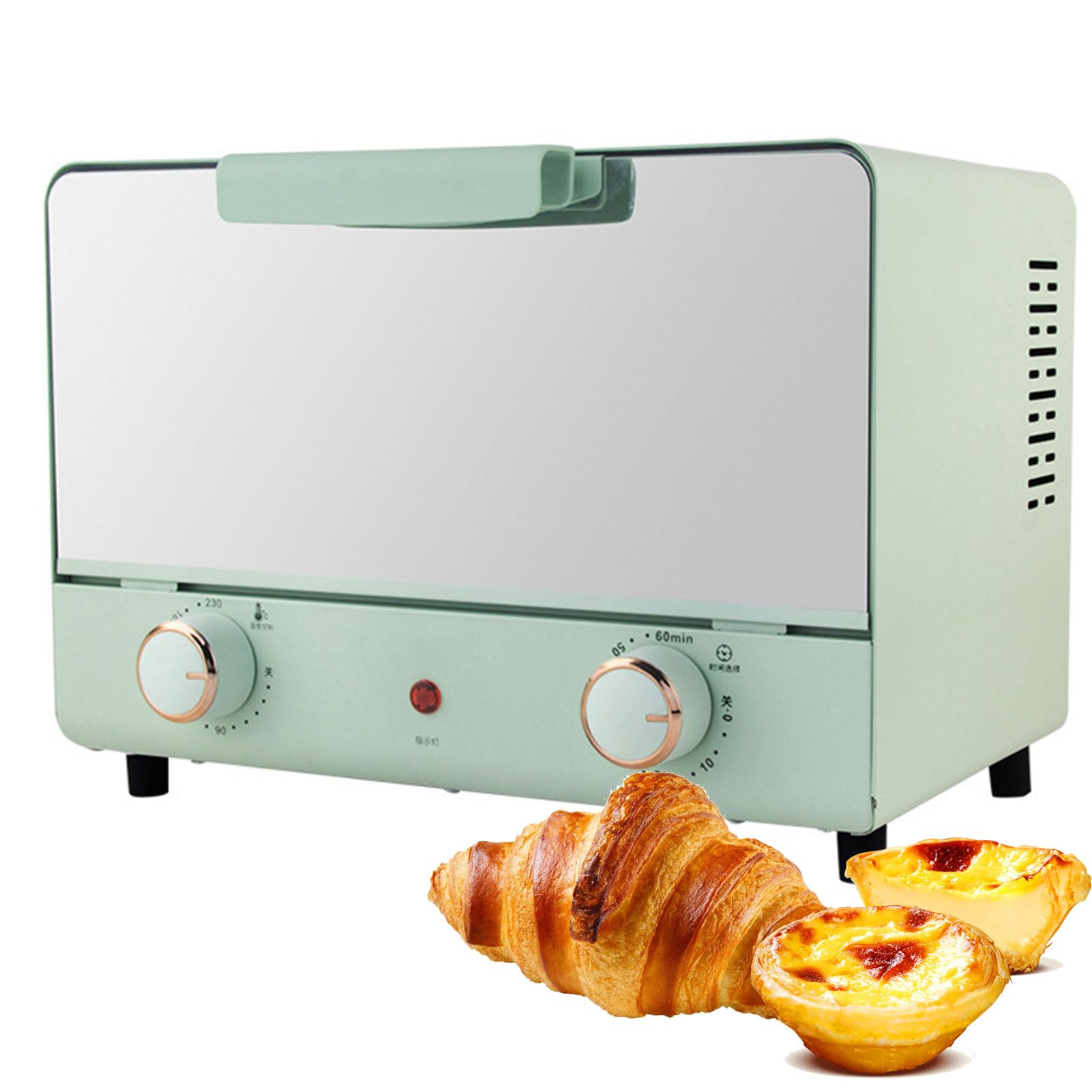 Minipiekarnik elektryczny o mocy 1000 W, piekarnik konwekcyjny 14 l z regulowaną temperaturą 0–230 ℃ i timerem 60 min, pionowy piekarnik blacie do pieczenia, gotowania, pieczenia, grillowania