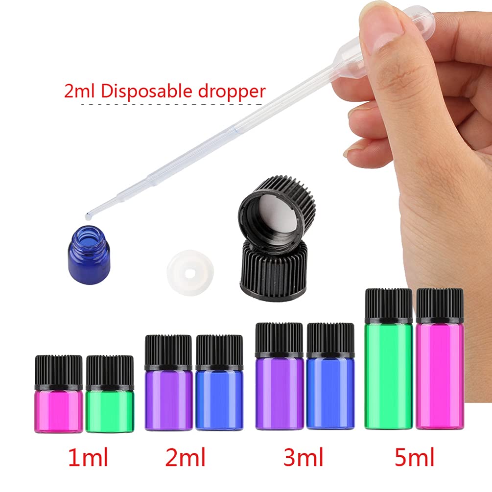 200 Stück Leer 5 ml Kleine Glasflaschen mit Orifice Reducer Grün Mini-ätherische Ölflaschen Duft Glas Fläschchen für Ätherisches Öl,Aromatherapie,Parfüm,Massage