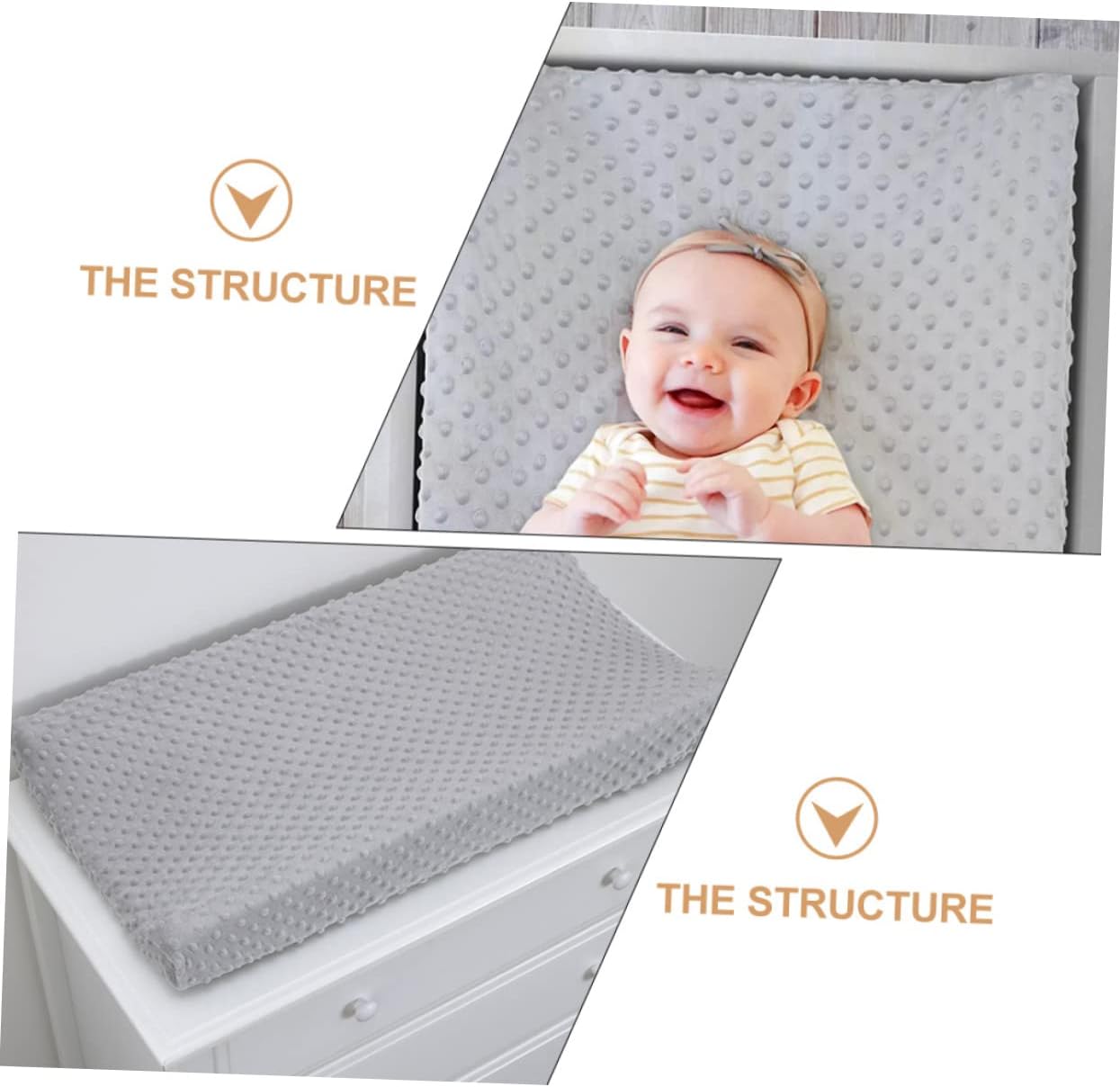 GLEAVI 2pcs Changing Pad Liner Machine Washable Fade Resistant Comfortable for Nursery
