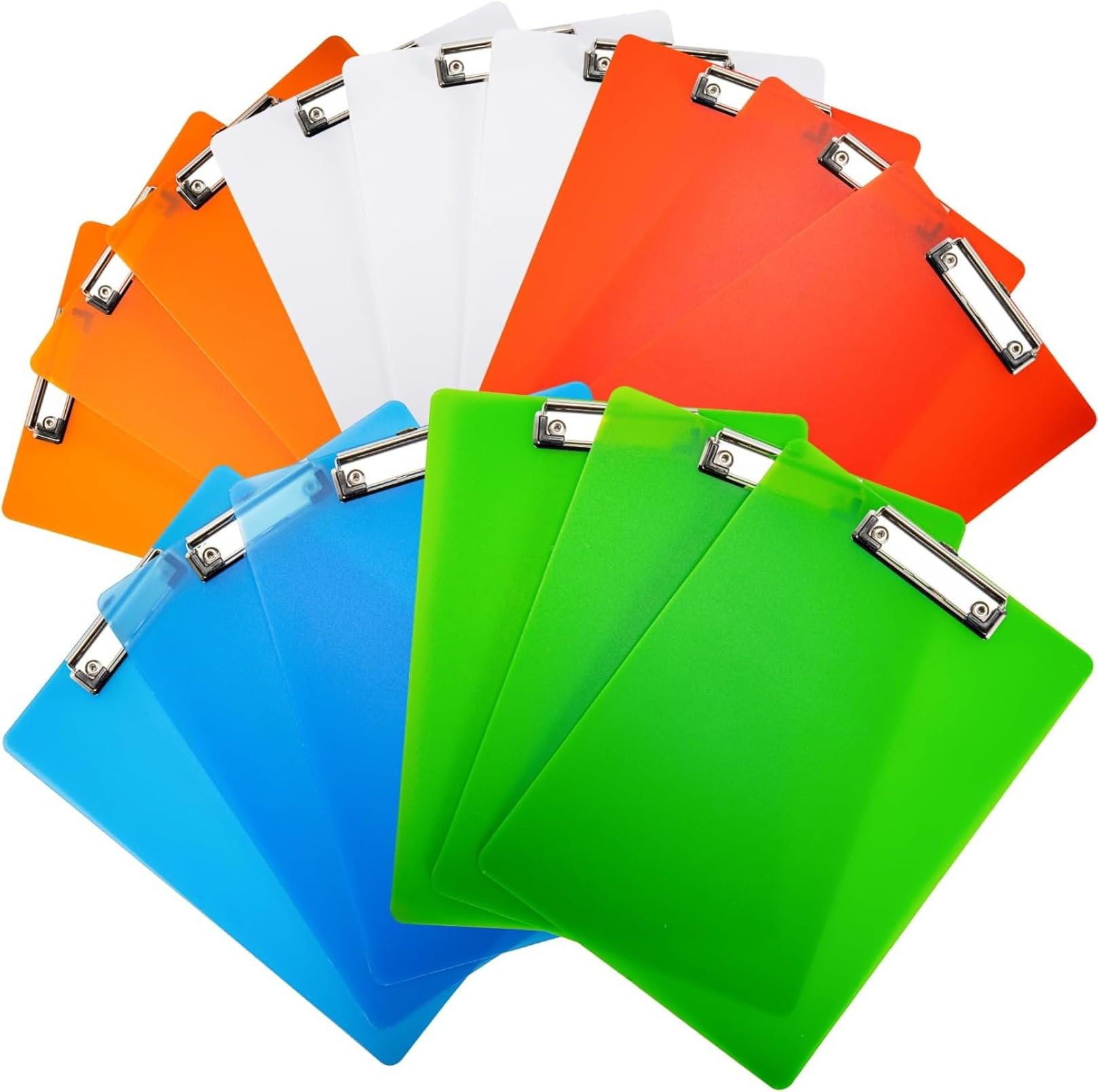 Preocea 15 Pack Plastic Clipboards, 22 x 31.5 cm Standard A4 Letter Size