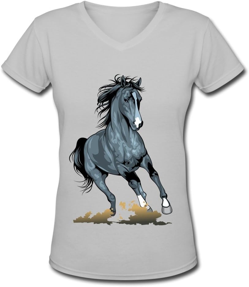DONGCAN Women's Running Horses V-Neck T-shirts