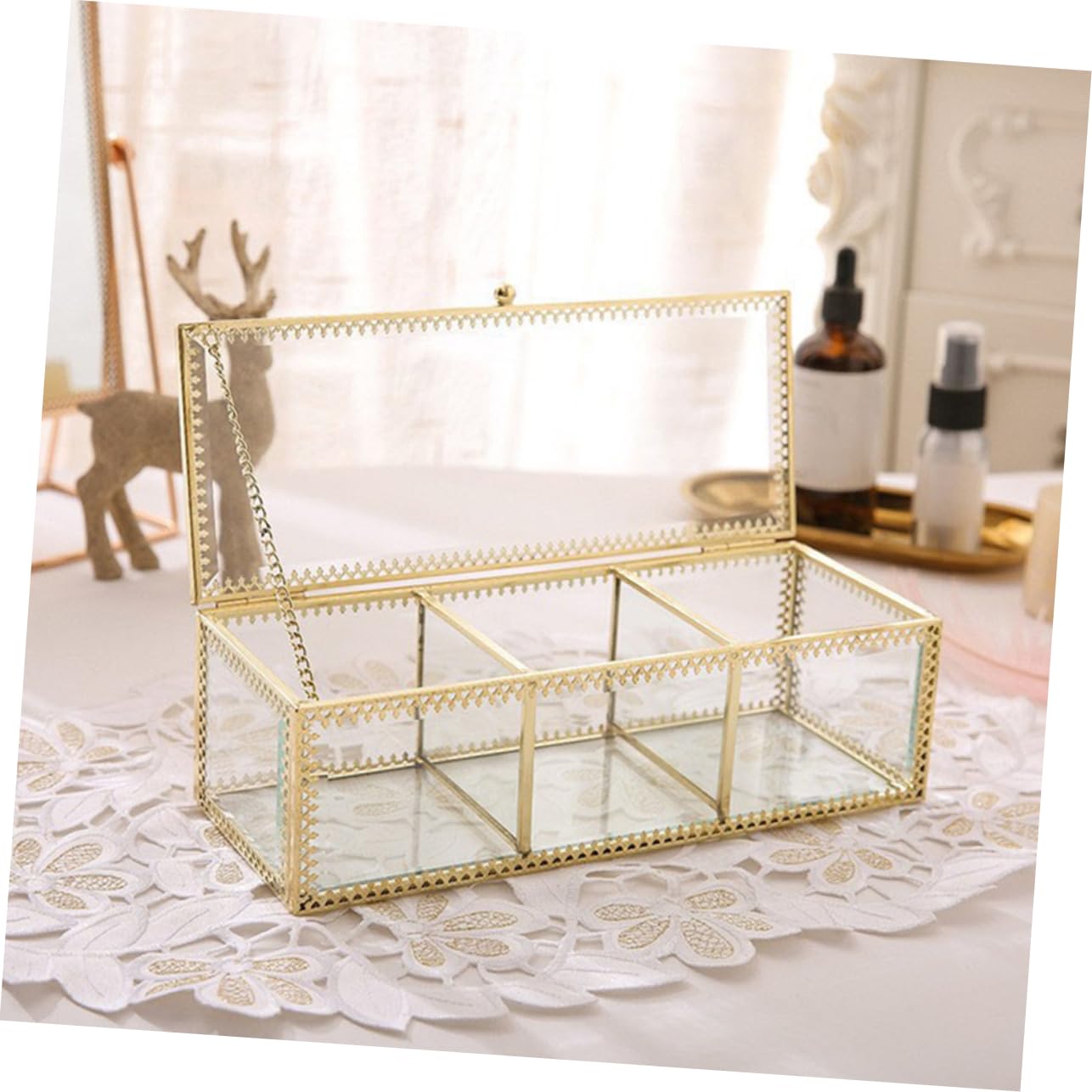 SOIMISS Coffret à Bijoux en Verre Compartimenté pour Coiffeuse, Rangement