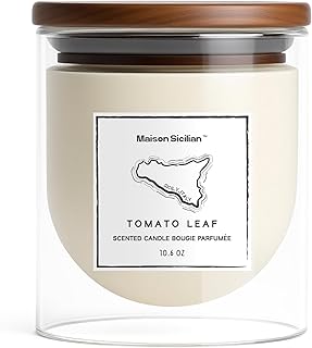 Tomato Leaf Candle by Maison Sicilian | Inspired by Tomato Leaves – Authentic Tomato Vine Scent, Fresh Green & Earthy Notes, Hand-Poured Soy Wax, 65 Hour Burn | Garden-Inspired for Plant Lovers