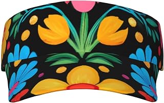 Colorful Floral Embroidery Mexican for Visor Hats for Adult Unisex Tennis Golf Sun Hat Adjustable Summer Outdoor Sports Ultraviolet Protection Running Cap -