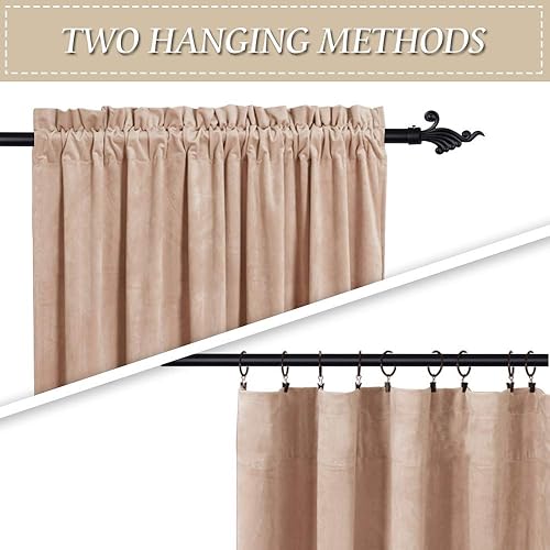 Miniatura 92 de RYB HOME Cortinas de terciopelo súper lujosas con diseño de bolsillo para barra, cortinas de privacidad con aislamiento térmico para oscurecer