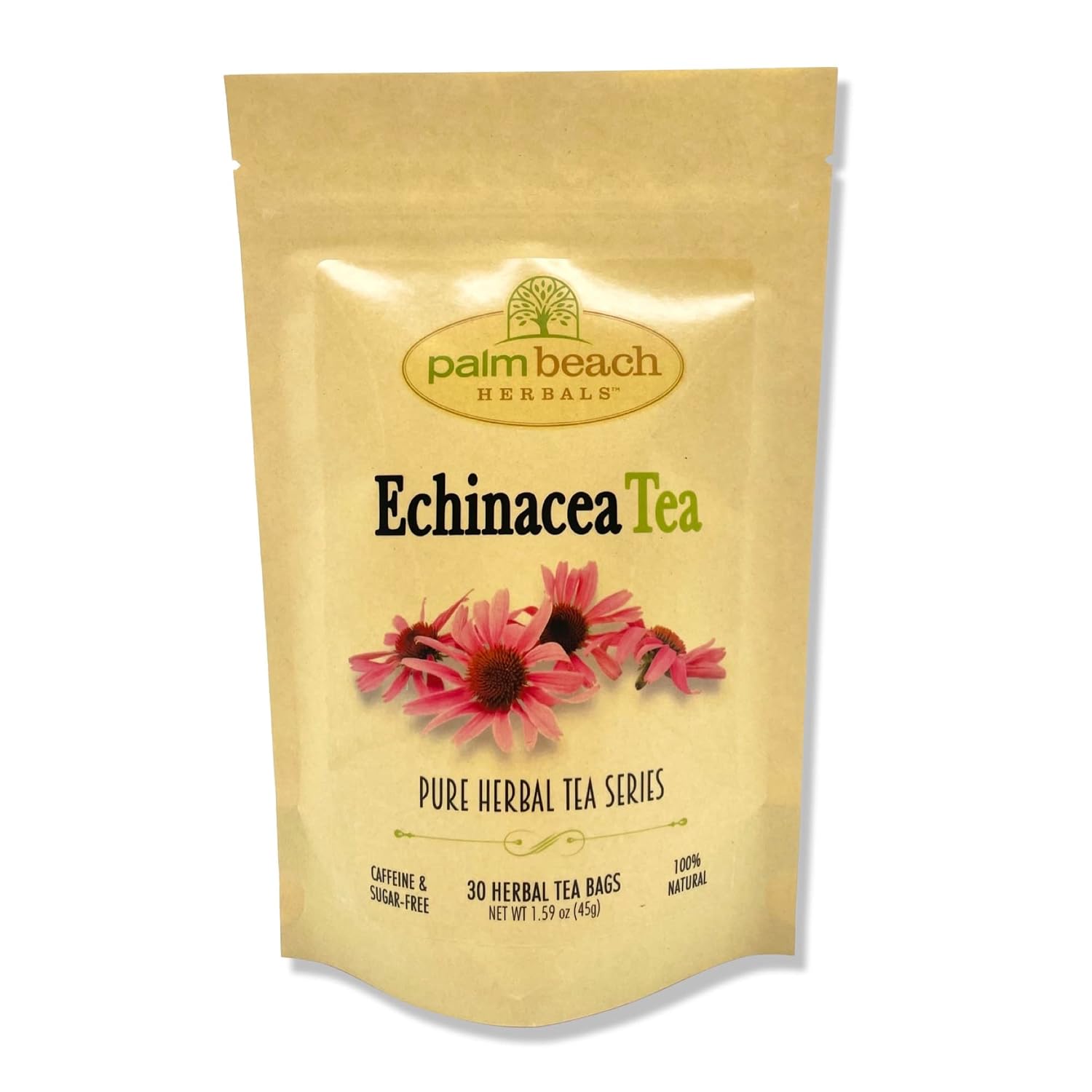 Palm Beach Medicinal Herbs - Echinacea Tea - Pure Herbal Tea Series, 30ct