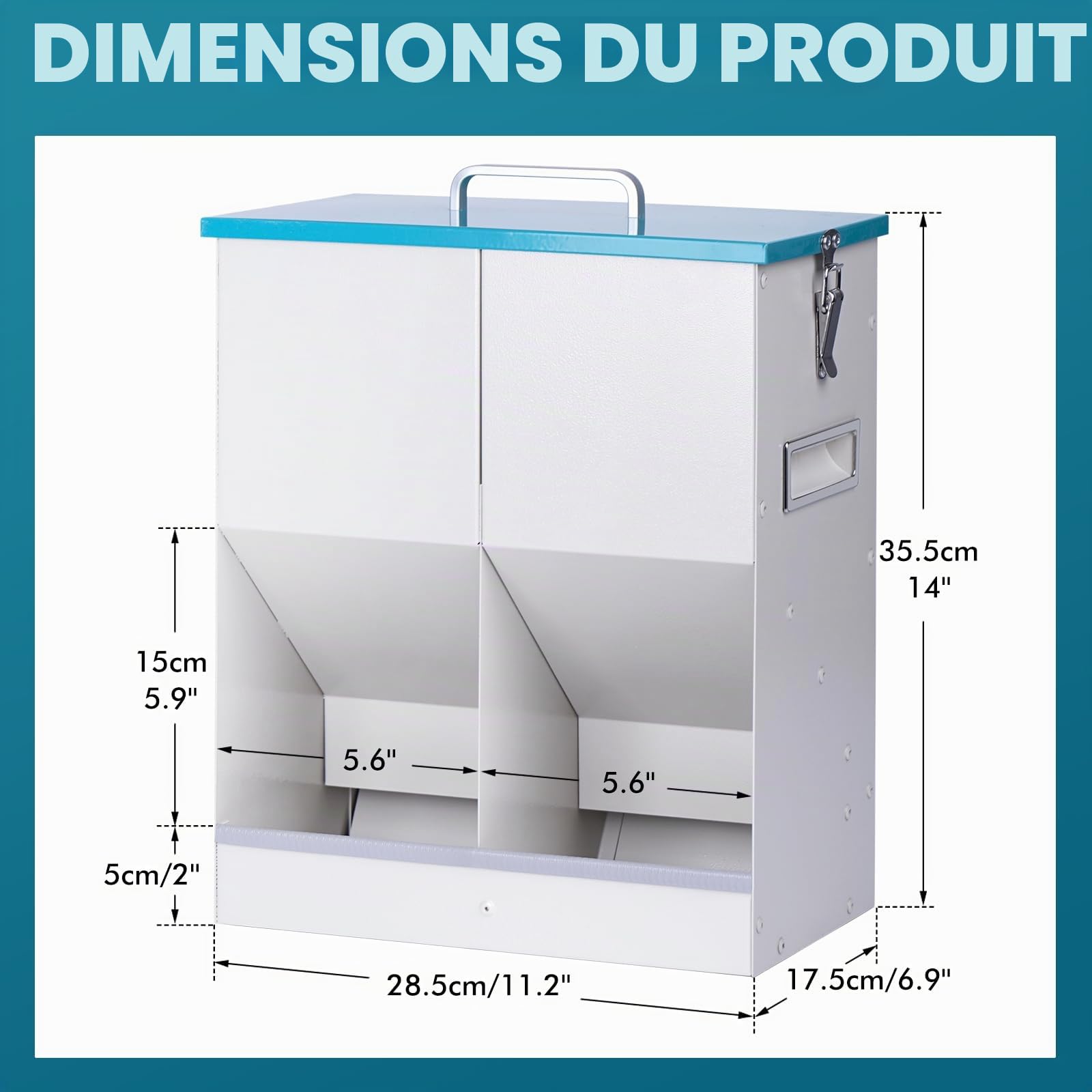 Distributeur Croquettes Chat Automatique pour 2 Chats 10L Distributeur de Nourriture Sèche pour Chiens Métal Mangeoire pour Chats et Chiens