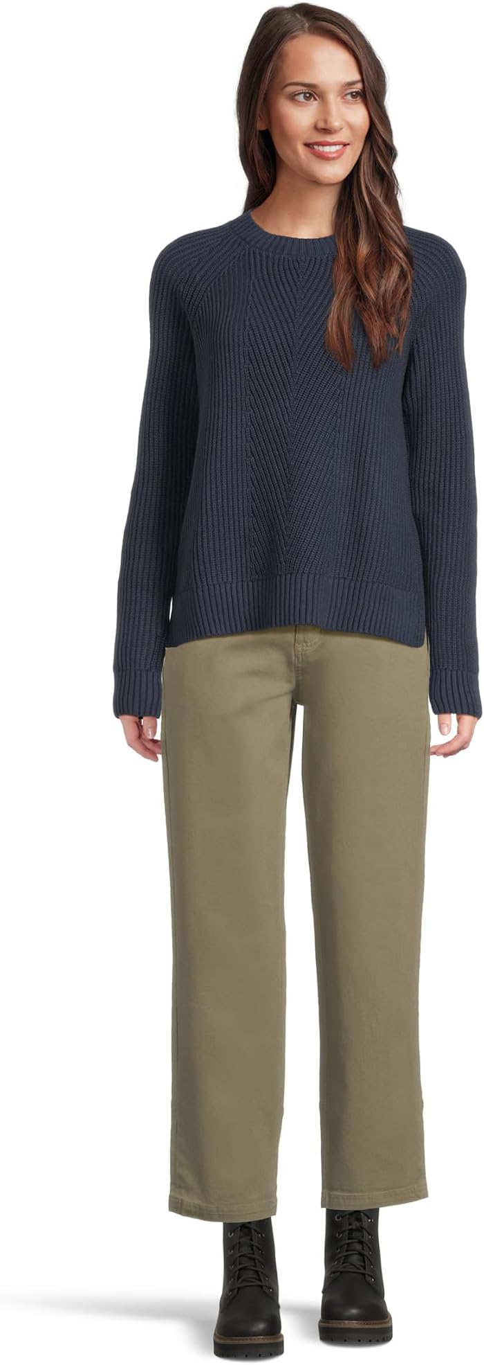 Женский свитер L.L.Bean Mariner Shaker Mixed-Stitch Sweater Crewneck, цвет: Тёмно-синий — фото 3