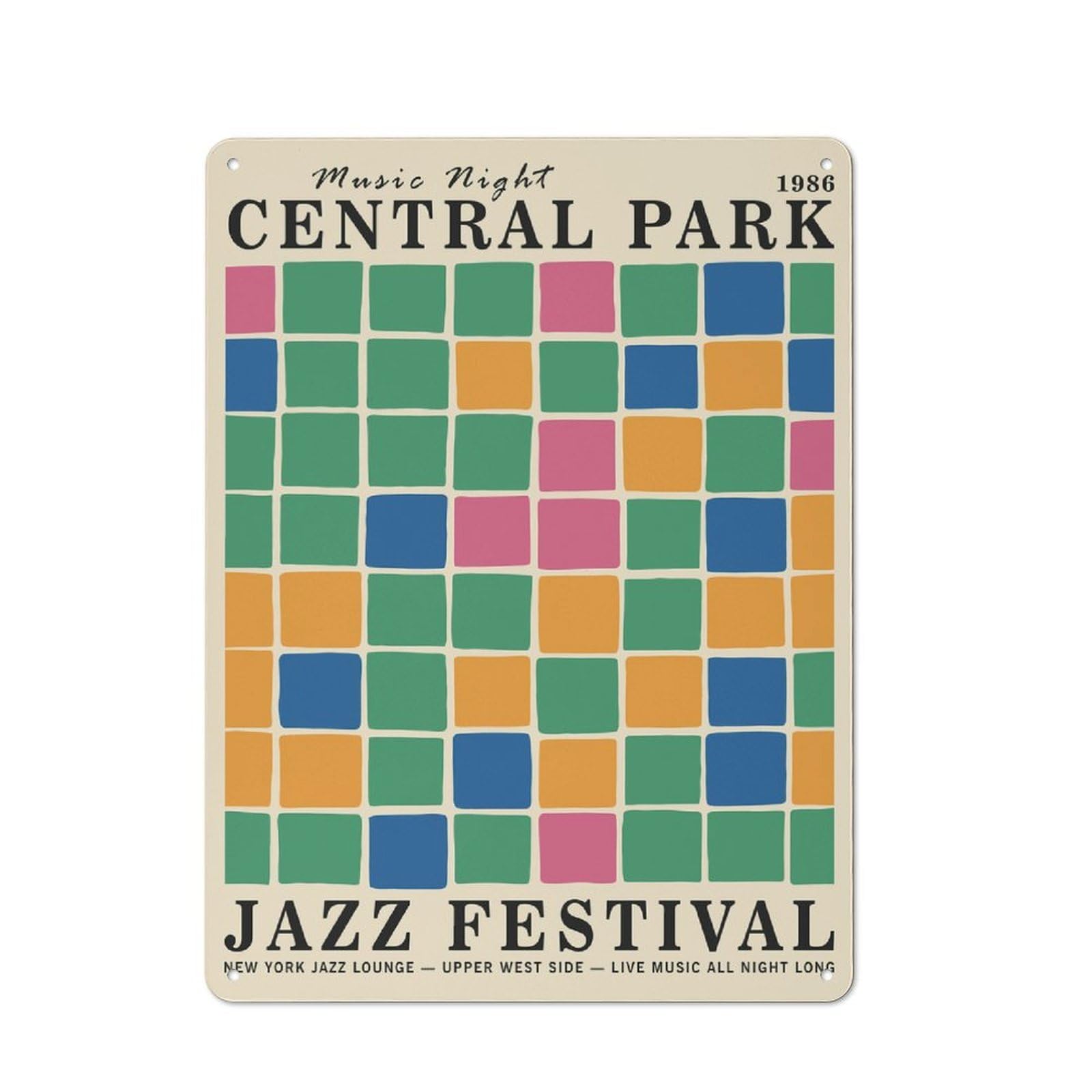 Junmoney Style-13 Central Park Jazz Festival (2) Printed Metal Sign 40X30cm For Garage Wall, For Collectors Of Vintage Metal Wall Decor