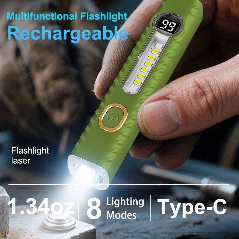 Miniatura 5 de Linternas recargables con 8 modos, linterna pequeña con pantalla digital LCD, luz de flash EDC de alto lúmenes, linternas LED de mano para