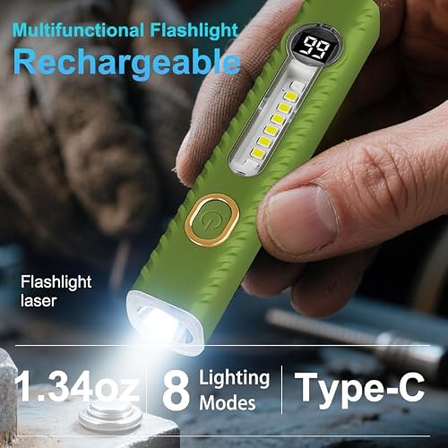 Fancybird Rechargeable Flashlights with 8 Modes, Small Flashlight with LCD Digital Display, High Lumens EDC Flash Light, Handheld LED Flashlights for Home Emergencies Camping (Green) — view 5