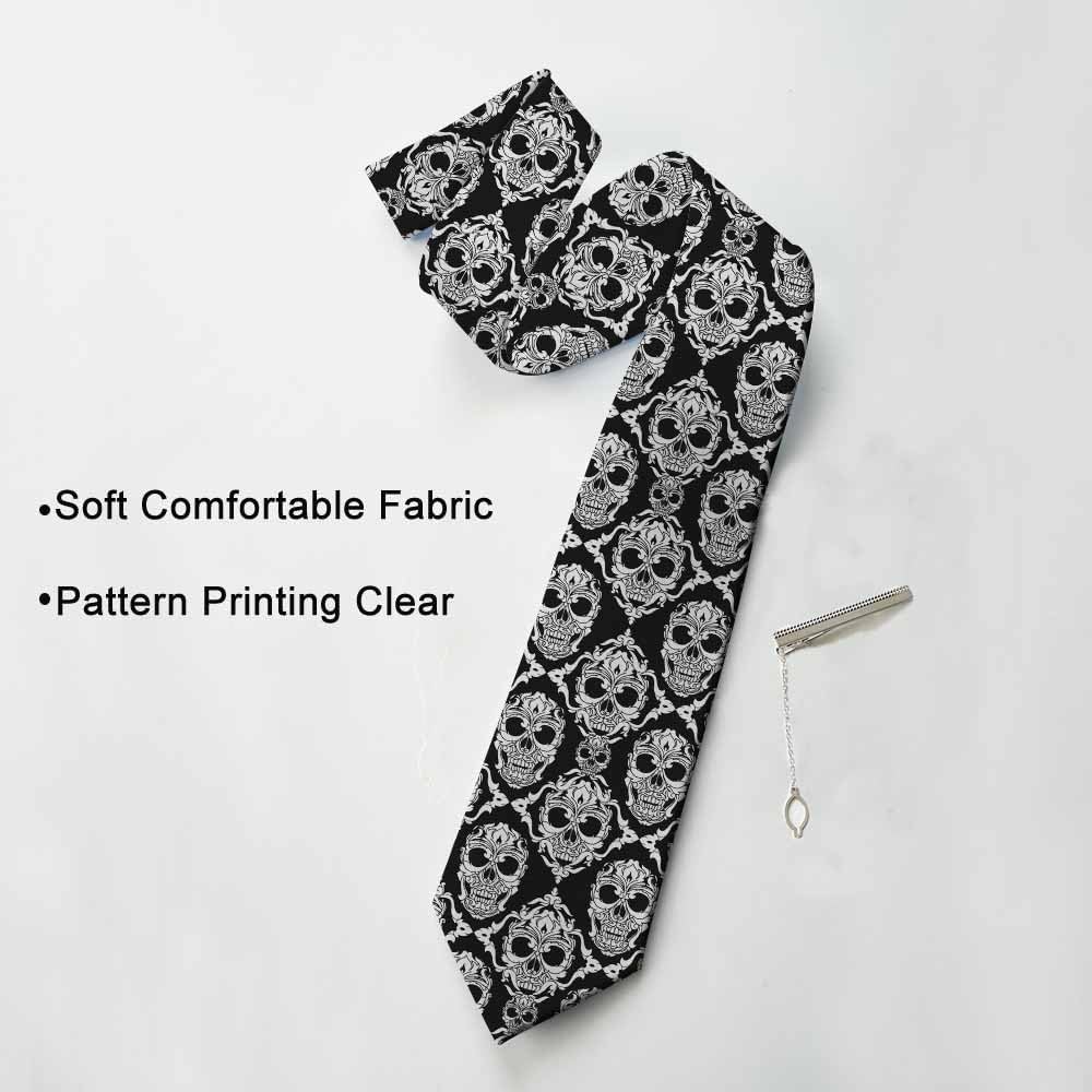 Diamond Grid Men's Tie Chess Pattern Zigzag Chevron Men's Necktie Tie for Men Wedding Holiday Party Black White