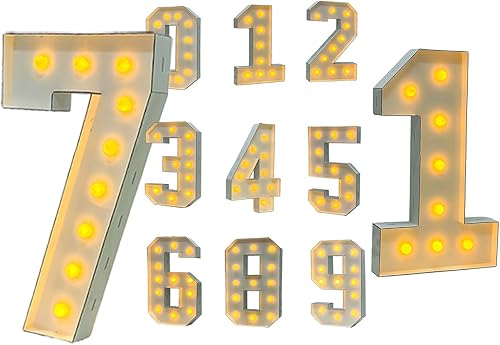 Miniatura 6 de LANGXUN 40inch White Large Led Light Up Number 1 for 1st 21st Birthday Party Decor, with Hot Glue Gun, Number 1 Balloon Marquee Numbers for