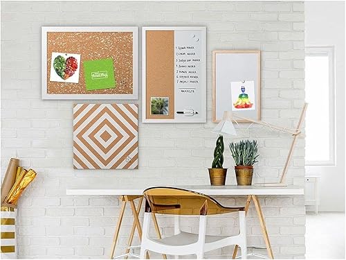 Miniatura 6 de Mastervision Pizarra blanca magnética de borrado en seco, 36 x 48 pulgadas, marco de madera de pino, kit de montaje en pared incluido