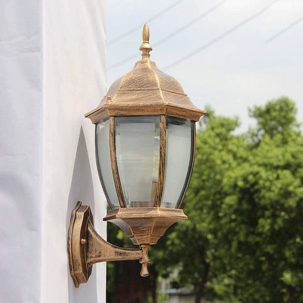 CXYWBD European Style Villa Exterior Lamp E27 Light Balcony Aisle Corridor Retro Wall Outdoor Waterproof for Bedroom Living Room Study Room,Bronze-38 * 16cm
