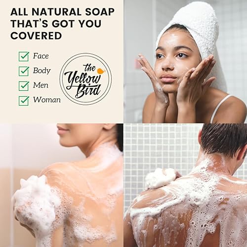 Miniatura 4 de Yellow Bird - Barras de jabón de árbol de té de menta  Paquete de 3  Natural y orgánico  Jabón suave para cuerpo y cara  Hecho a mano en Estados