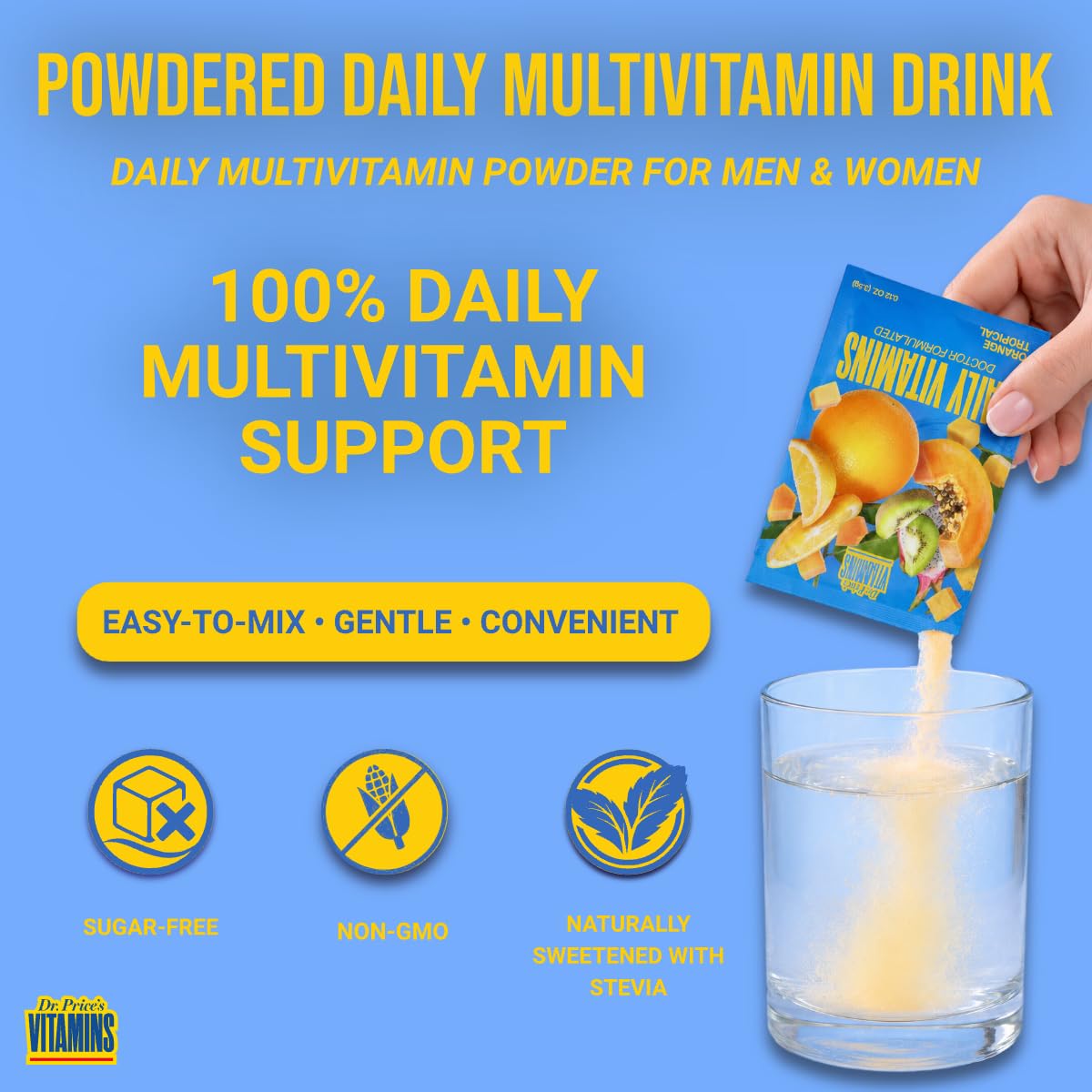 Dr. Price’s Multivitamin Tropical – 30 Servings | Multivitaminico con Vitamina C, Complesso B e Minerali | Drink Mix Senza Zucchero | 30 Bustine