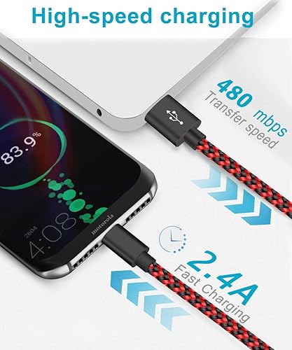 Miniatura 6 de VOTY Paquete de 2 cables de carga USB-C para Motorola Moto G FastG PowerG Stylus, Moto G8 G7, G7 Play, G7 Plus, G7 Power G6, G6 Plus X4 Z3 Z2 Play Z