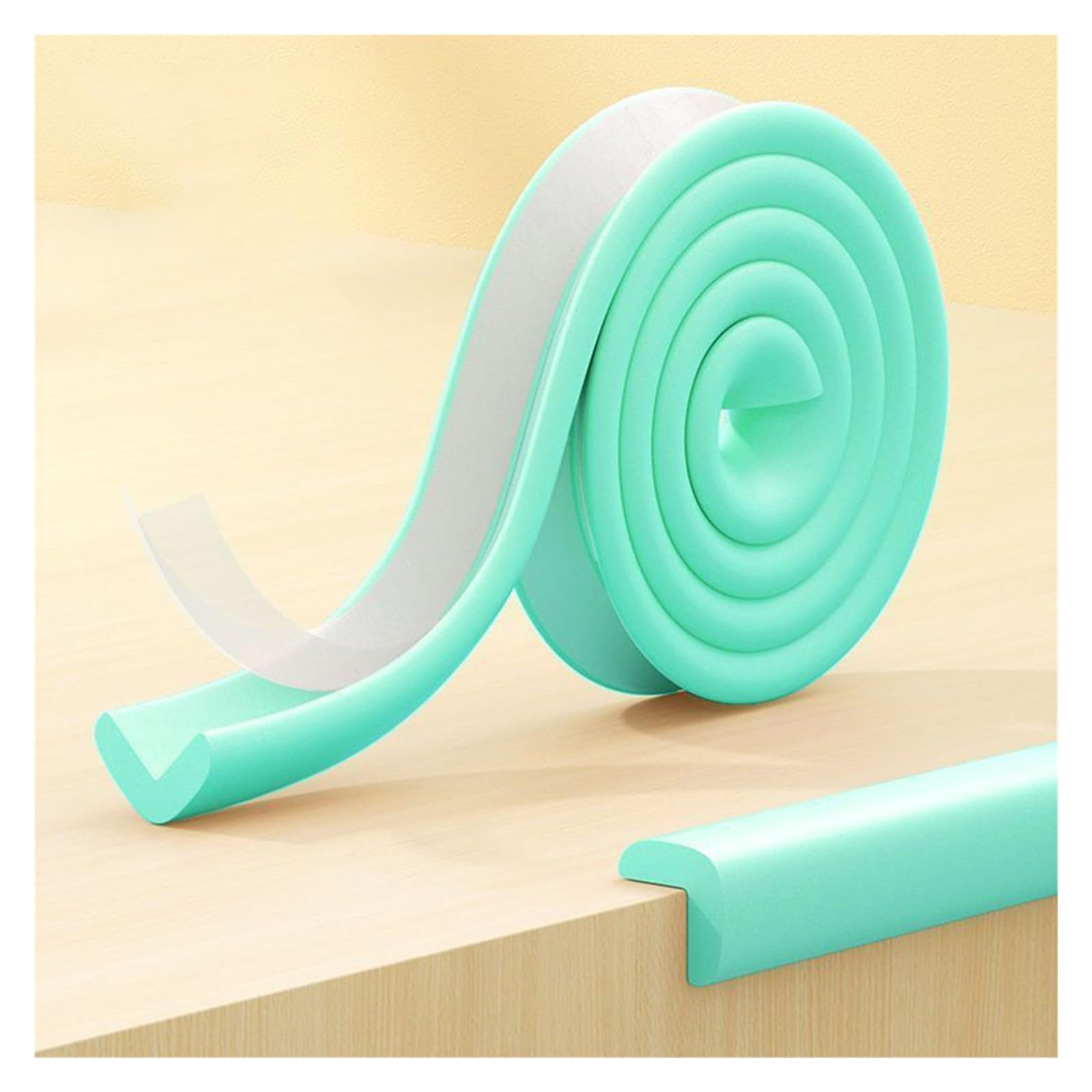 Foam Edge Corner Guards Protector Anti Collision Strip Self-Adhesive Safety Strips Bumper Stair Cushion For Furniture Cabinets Steps(Light Green,5m/16.4ft)