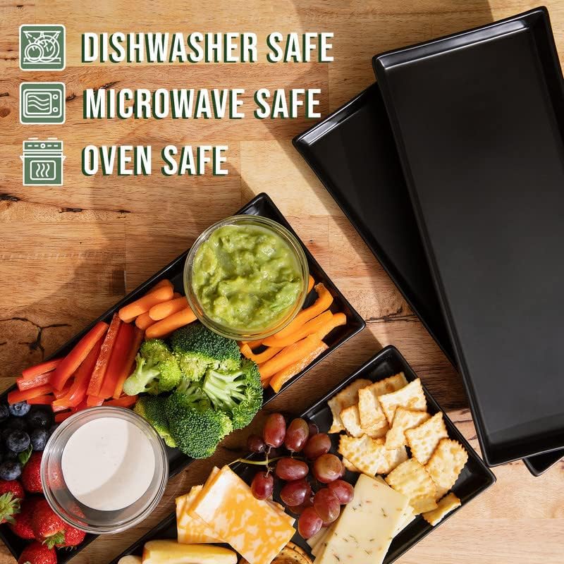 Miniatura 3 de Home Beets Bandejas de Servir de Cerámica Negro Mate (Platos Rectangulares de 14 x 6 Pulgadas) Platos de Servir para Entretenimiento, Comida,