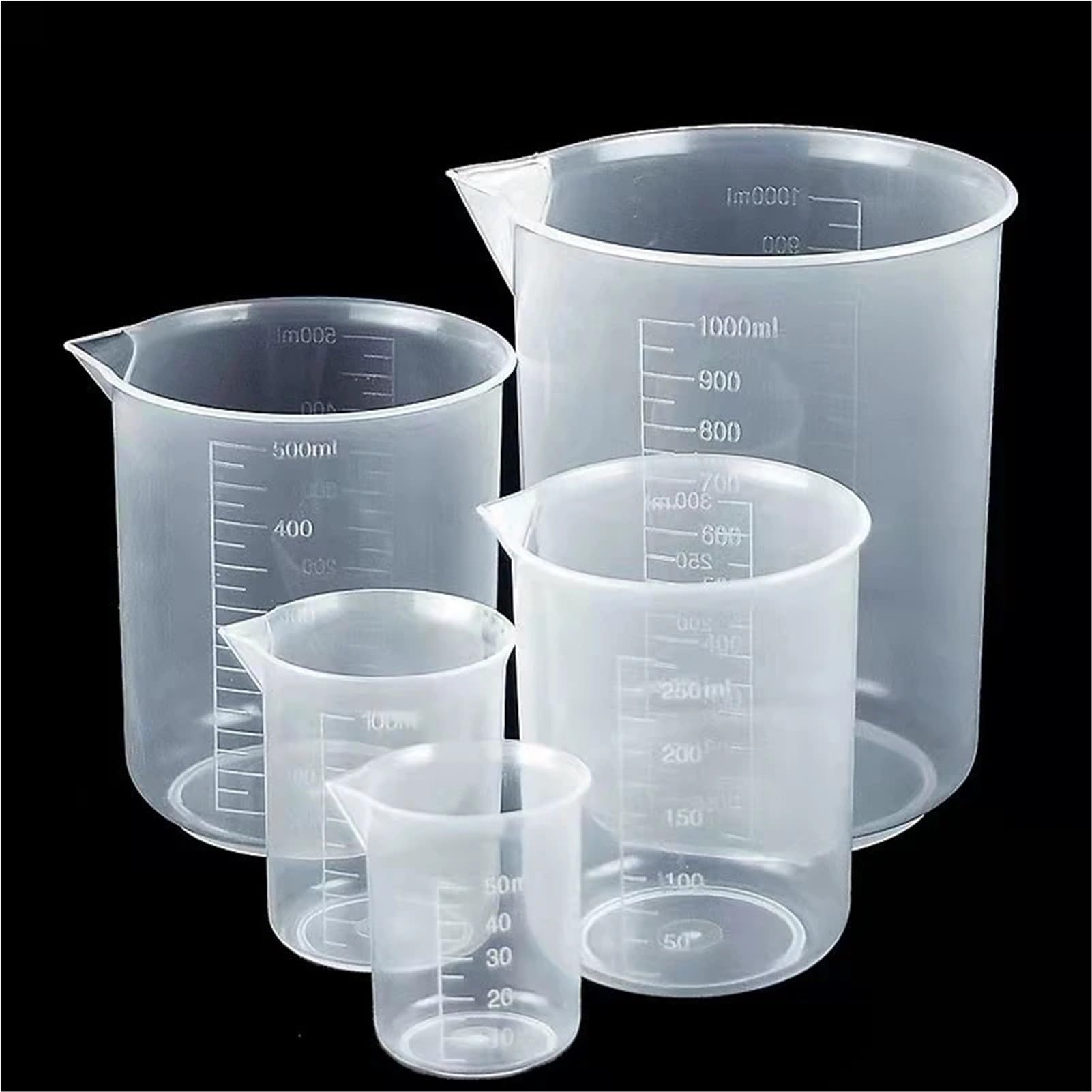 25 ml do 1000 ml przezroczysty plastikowy kubek do pomiaru płynów do laboratoryjnych przyrządów pomiarowych kuchni (250 ml, 3 szt.)