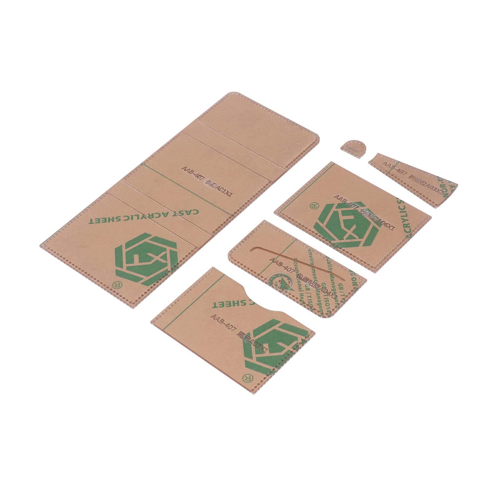 Kit De 6 Pochoirs Acryliques Pour Fabrication De Portefeuille En Cuir – Modèle Motif