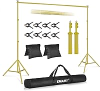 Vista 1 de Kit de soporte para telón de fondo EMART de 10x7 pies (ancho x alto) para estudio fotográfico, soporte ajustable con 2 barras transversales, 8