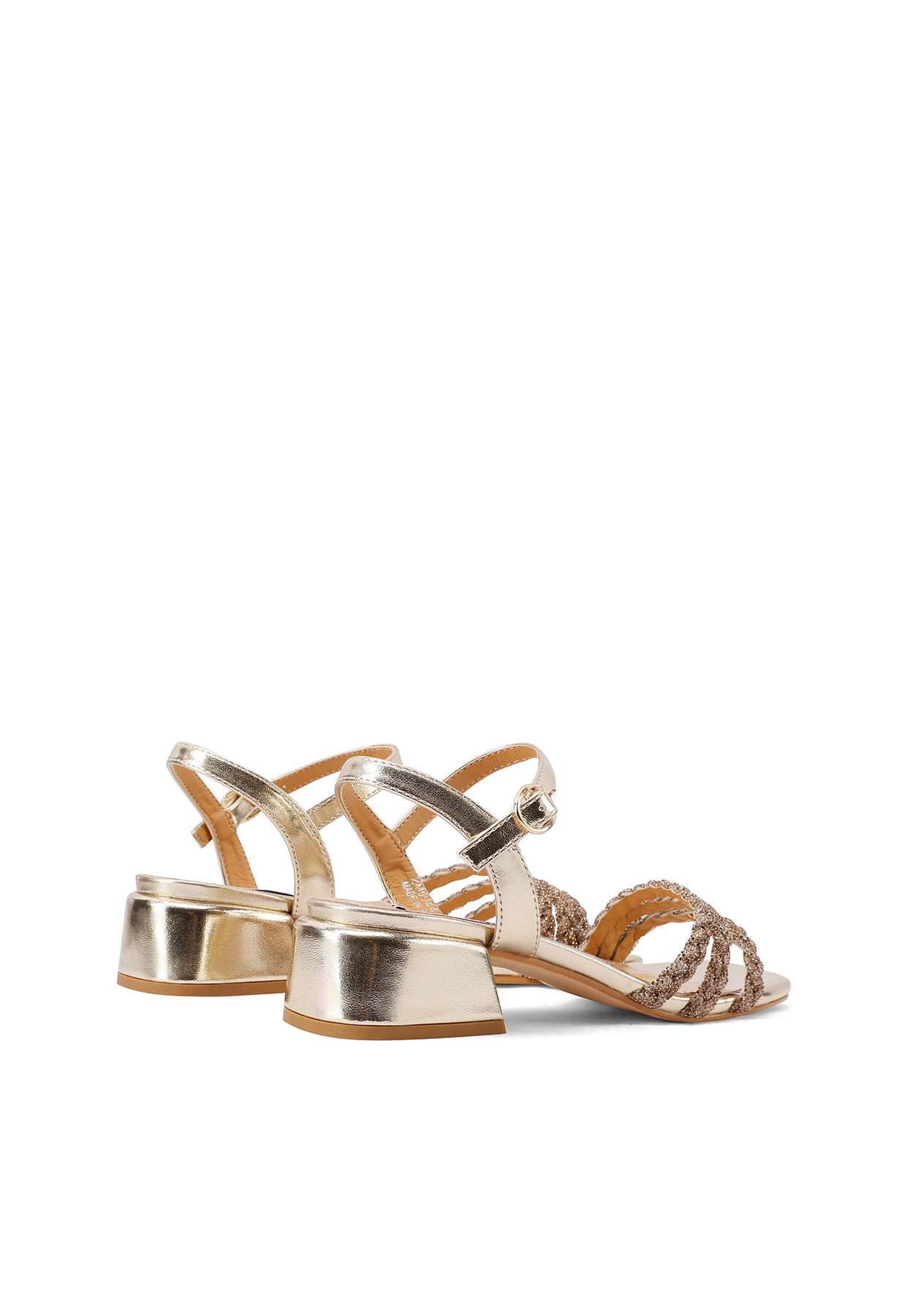 QUEEN HELENA ZM9944 - Sandalias elegantes para mujer con pedrería de tacón bajo con correa