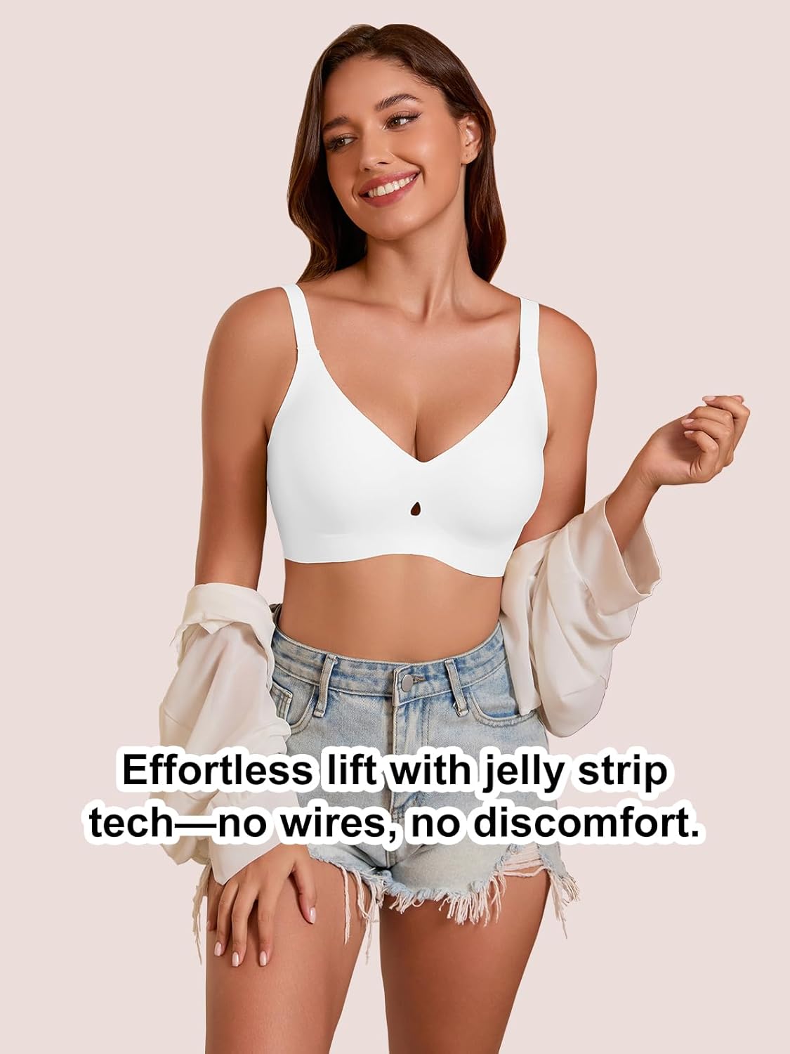 COCOMARTS Jelly Bras for Women No Underwire Seamless Push Up Bra Full Support Comfort Bralettes Wireless Plunge Everyday Bra - Image 6